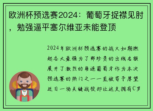 欧洲杯预选赛2024：葡萄牙捉襟见肘，勉强逼平塞尔维亚未能登顶