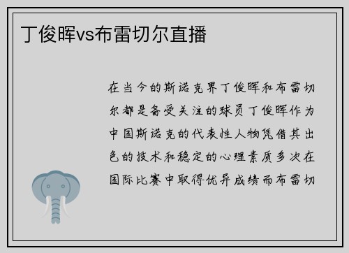 丁俊晖vs布雷切尔直播